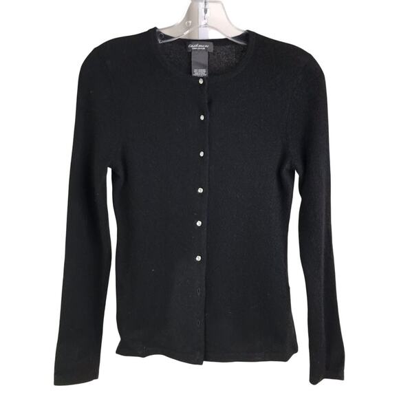 Lord & Taylor Sweaters - Lord &‎ Taylor Cardigan Womens XS/TP Black Cashmere Gem Buttons Slim Fit Classic